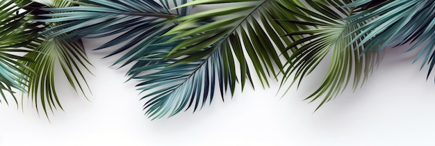 Palmenfrische grüne tropische Zweige isoliert auf weißem Hintergrund, Kopierraum