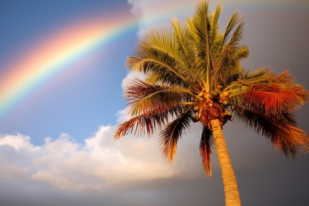 palmera y arco iris