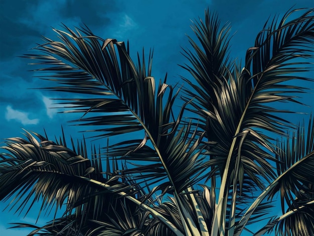 una palmera con un cielo azul y unas pocas nubes en el fondo