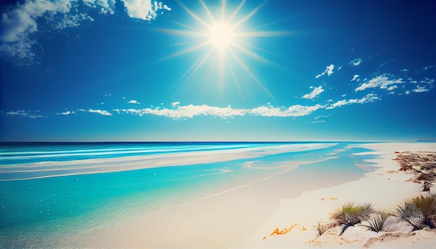 Palmera de coco en una increíble playa de arena blanca perfecta en la isla de Maldivas Generate Ai