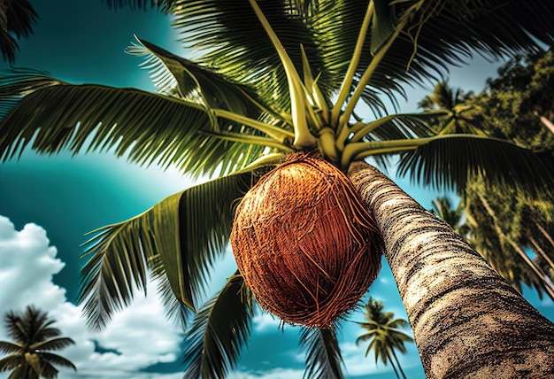 La palmera de coco tropical simboliza la ilustración relajante saludable Ai generativo