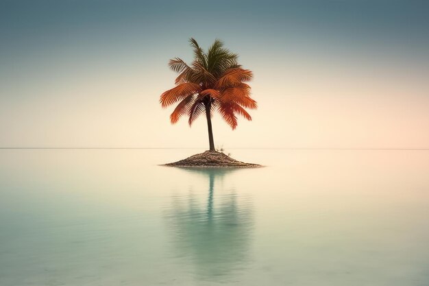 Palmera contra un fondo Oceanscape