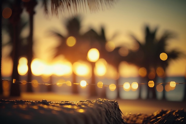 Una palmera está iluminada por el sol poniente.