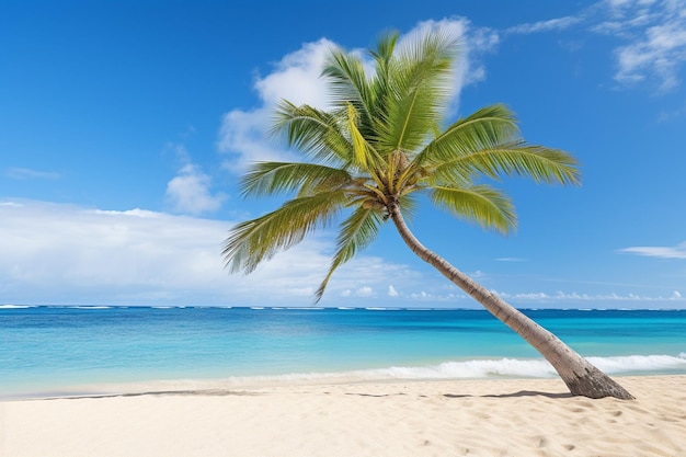 Palmera en la playa de arena