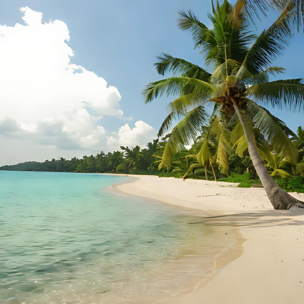 Foto una palmera en una playa con la palabra en ella