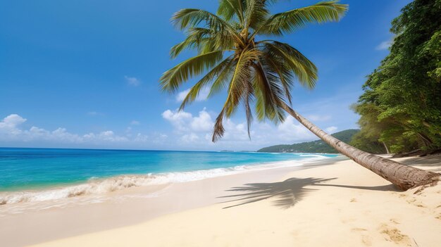 Una palmera en una playa