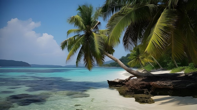 Una palmera en una playa