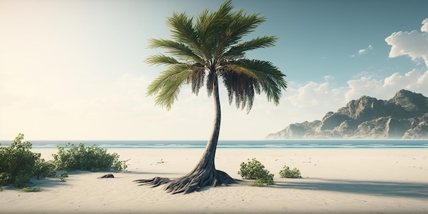 Palmera que crece en el desierto caliente y seco generativo ai