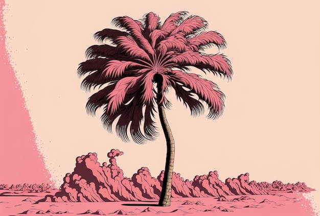 Palmera en rosa con el fondo.