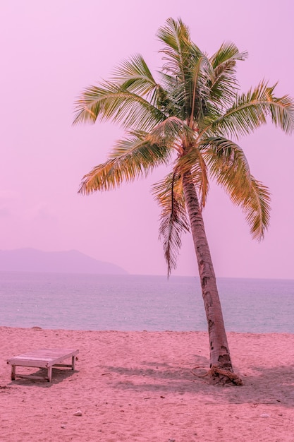 Foto palmera rosa junto al mar