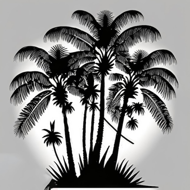 Palmera silueta Vector arte iconos y gráficos fondo blanco