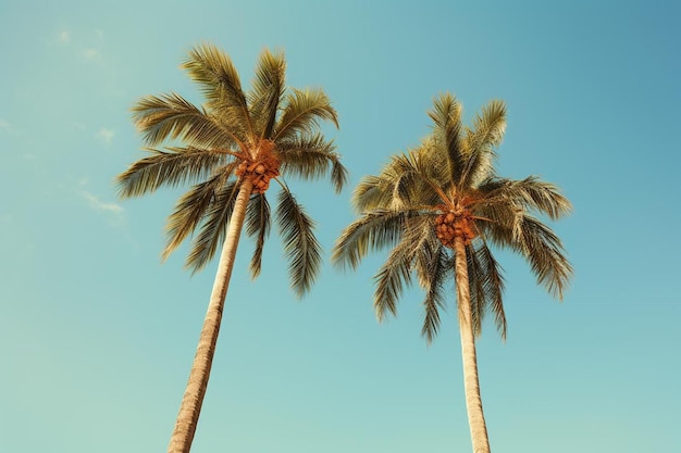 Palmeras contra un cielo azul