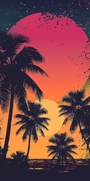 palmeras contra un fondo de puesta de sol
