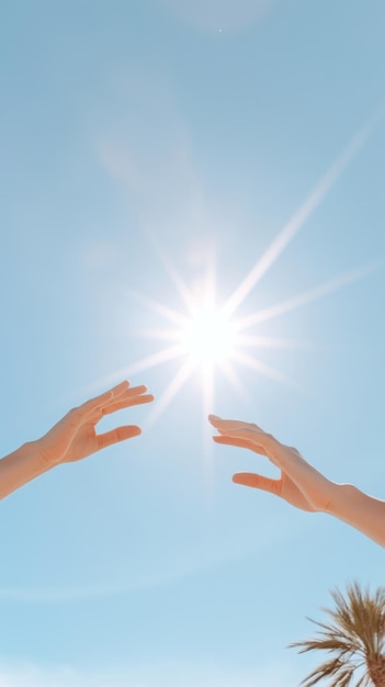 Palmeras mano cielo sol