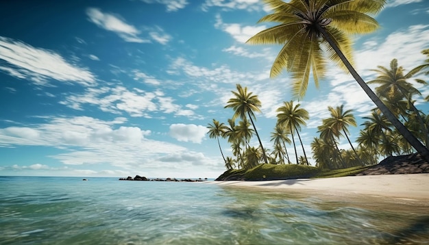 palmeras en una playa paradisíaca