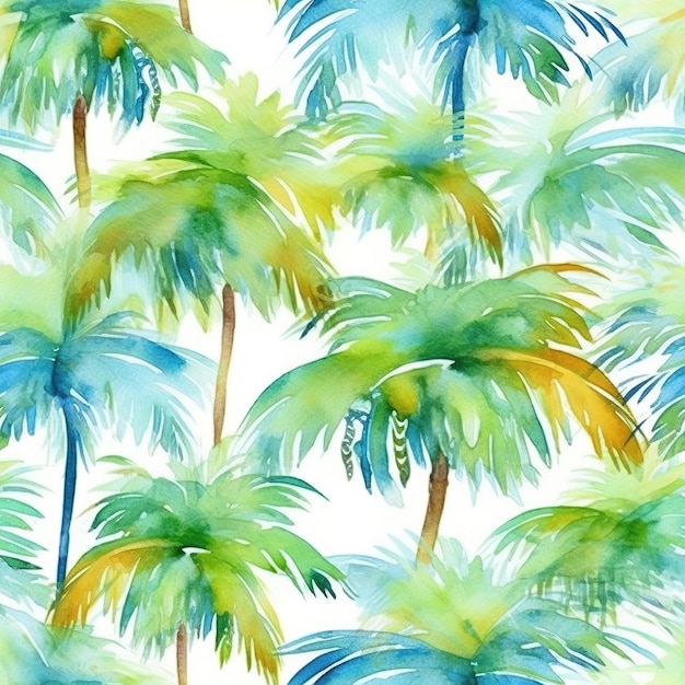 Palmeras tropicales sobre un fondo blanco. ilustración de acuarela