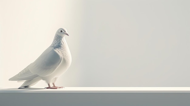 Foto una paloma blanca con un fondo blanco y un fondo blanco