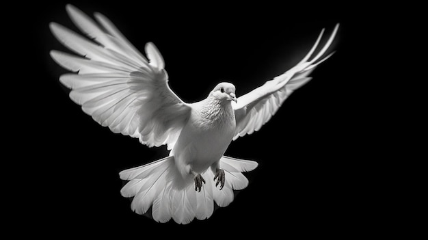 Foto paloma blanca volando en el fondo aislado hd