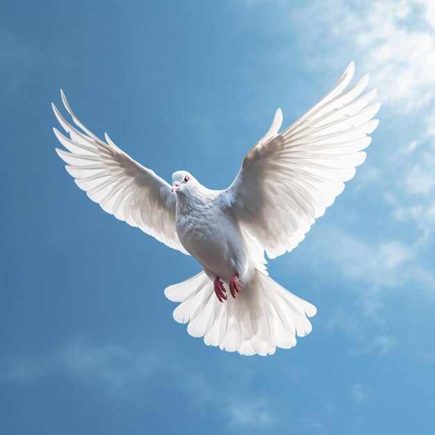 Foto paloma blanca volando en el fondo aislado hd