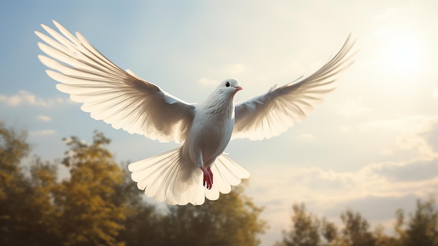 paloma blanca en vuelo