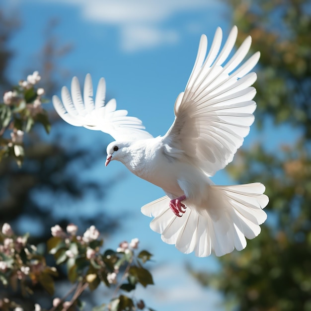 Una paloma volando desde el cielo que representa al Espíritu Santo