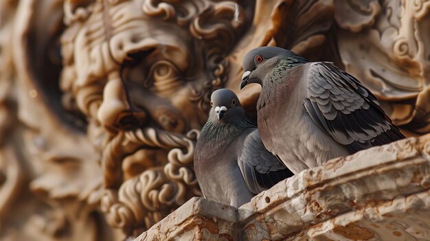 Las palomas anidan en la arquitectura histórica