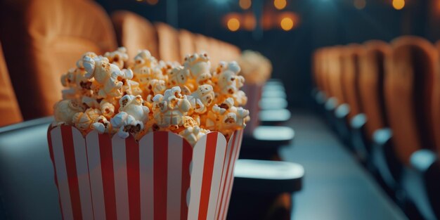 palomitas de maíz en un cine de cubo IA generativa