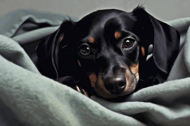 Pamper-Hund im Bett Generative KI