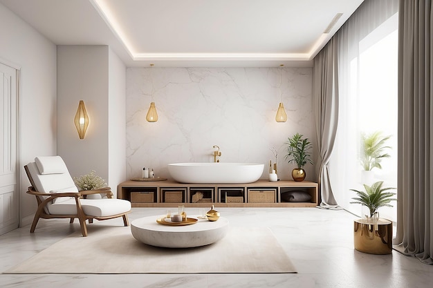 Pamper in Style Luxury Spa Interior Mockup com fundos brancos