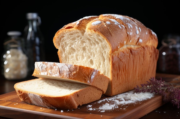 Pan blanco brillante que contrasta con un ambiente blanco puro.