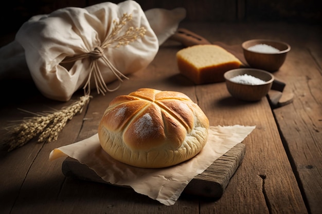 pan con una bolsa de harina foto