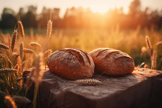 Pan casero Concepto de productos orgánicos naturales de la granja local IA generativa