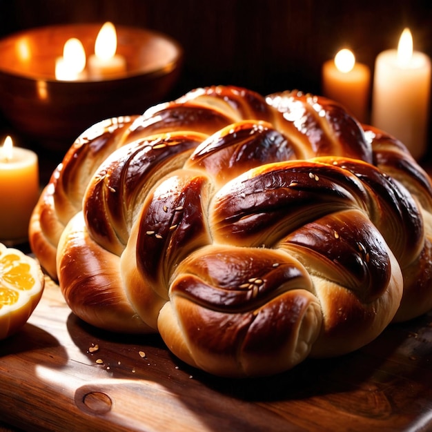 pan de challah pan recién horneado alimento básico para las comidas