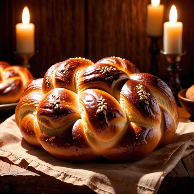 pan de challah pan recién horneado alimento básico para las comidas