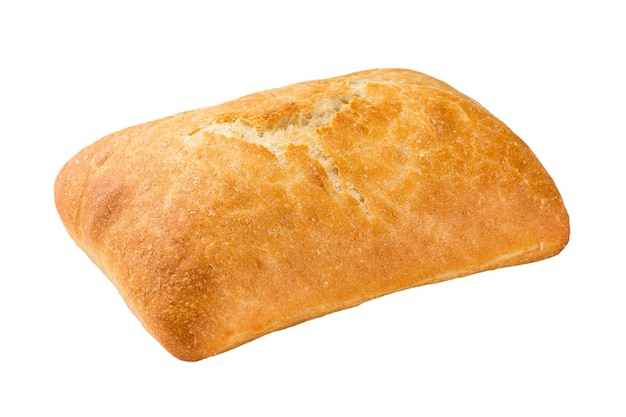 Pan ciabatta aislado sobre fondo blanco.