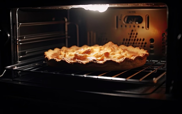 Foto pan com deliciosa torta de maçã assada dentro do forno foto de comida profissional ai gerada
