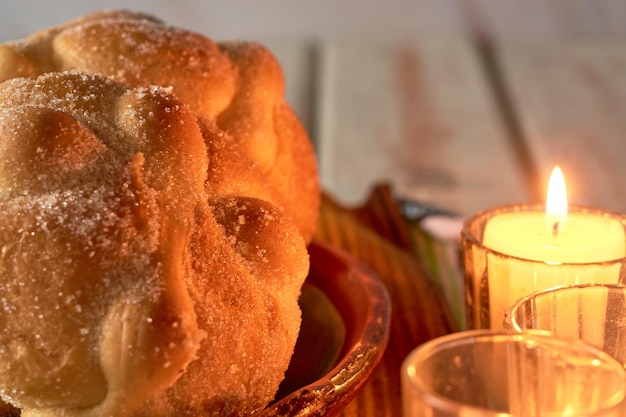 Foto pan de muerto mexikanisches süßes brot am tag der totenfeier in mexiko