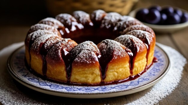 Pan deliciosamente horneado con un glaseado dulce listo para ser saboreado