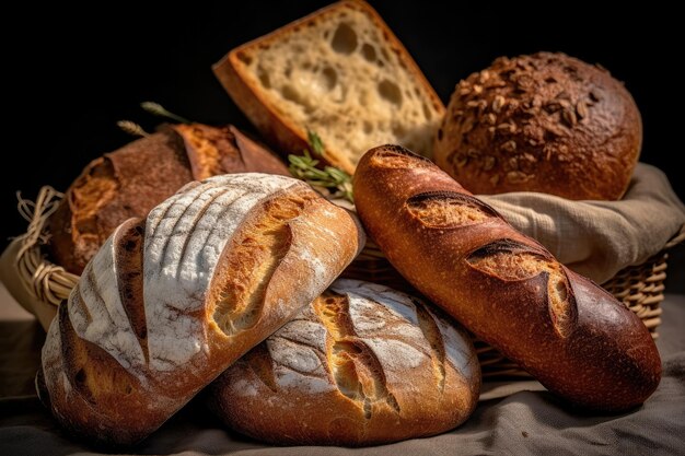 Pan fresco artesanal en una panadería