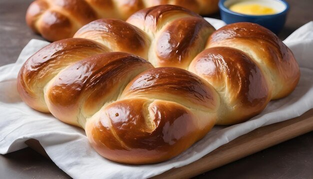 El pan judío festivo challah hecho con levadura y huevos 4