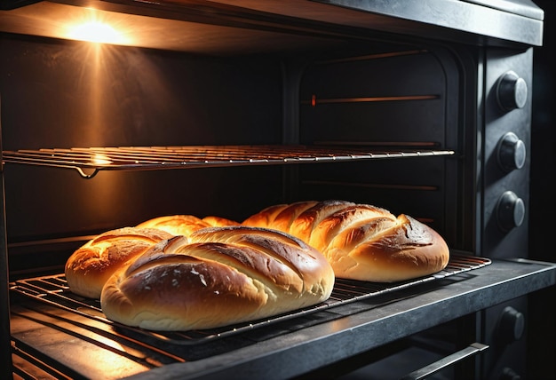 Foto pan de lechuga puesto en el horno