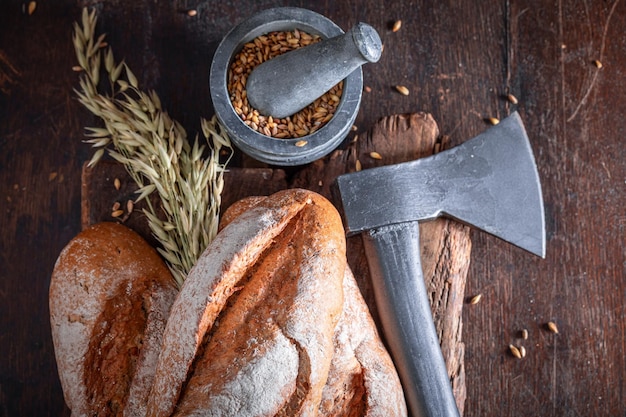 Pan de leñador multicereales como productos de panadería rústica