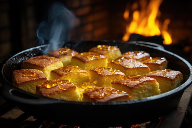 Pan de maíz horneado en un horno de leña en una granja en el interior de Minas Gerais