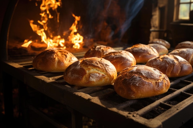 Pan de maíz horneado en un horno de leña en una granja en el interior de Minas Gerais