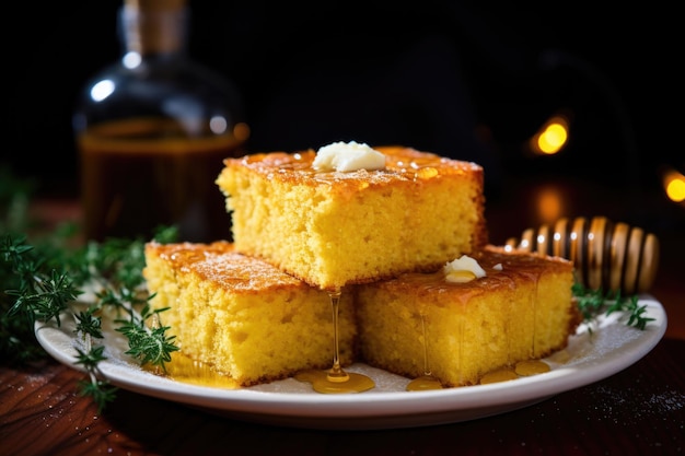 Pan de maíz con mantequilla y miel de Navidad