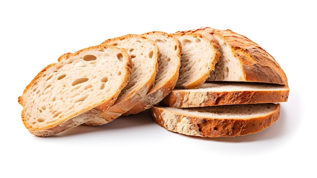 Foto pan de masa fermentada en rodajas aislado sobre un fondo blanco