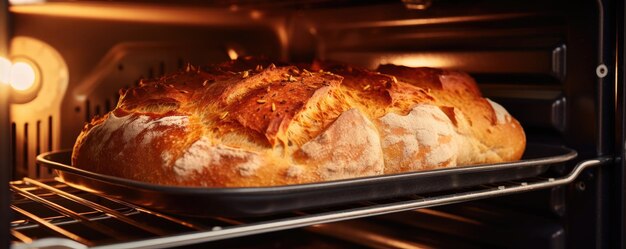 Pan de masa madre crujiente horneado en el horno Preparación de pan IA generativa