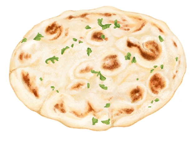 Pan de naan indio png ilustración de comida fondo transparente