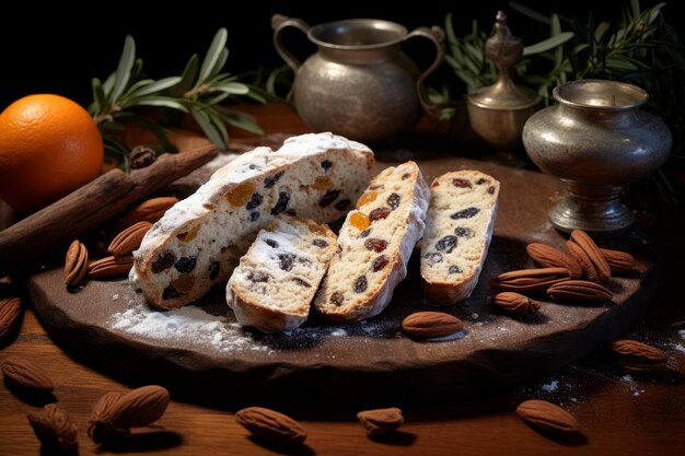 Foto el pan de navidad robado, las frutas generan ai.