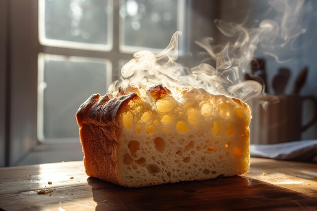 Pan de oro recién horneado al vapor